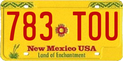 NM license plate 783TOU