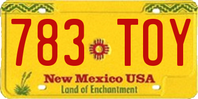 NM license plate 783TOY