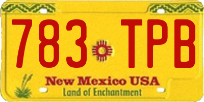 NM license plate 783TPB