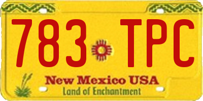 NM license plate 783TPC