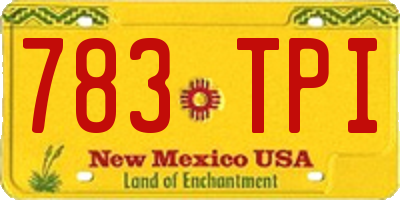 NM license plate 783TPI