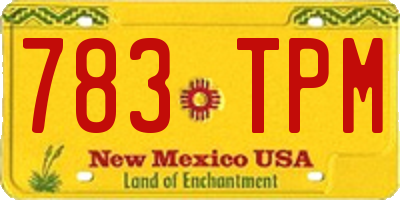 NM license plate 783TPM