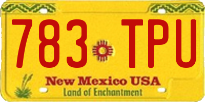 NM license plate 783TPU