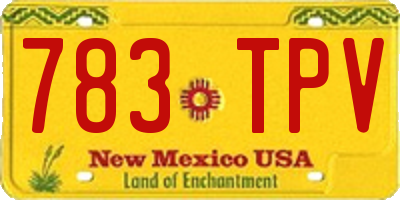 NM license plate 783TPV