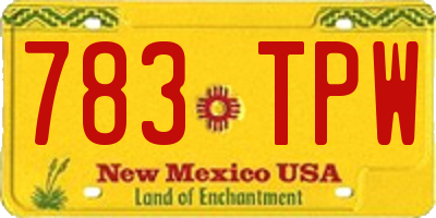 NM license plate 783TPW