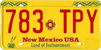 NM license plate 783TPY