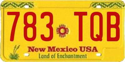 NM license plate 783TQB