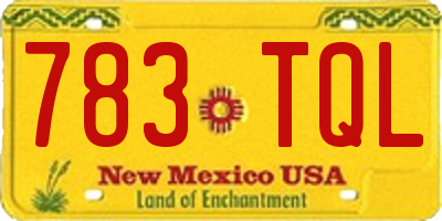 NM license plate 783TQL