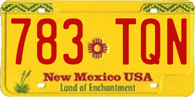 NM license plate 783TQN