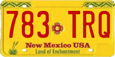 NM license plate 783TRQ