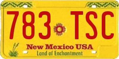 NM license plate 783TSC
