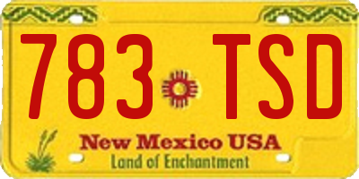 NM license plate 783TSD