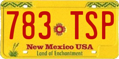 NM license plate 783TSP