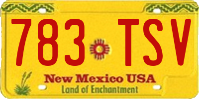 NM license plate 783TSV