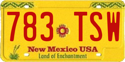 NM license plate 783TSW