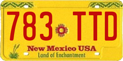 NM license plate 783TTD