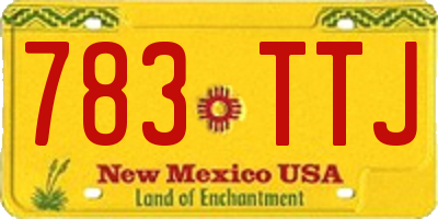 NM license plate 783TTJ