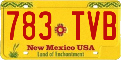 NM license plate 783TVB
