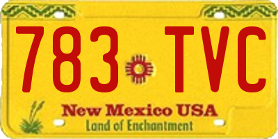 NM license plate 783TVC