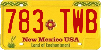 NM license plate 783TWB