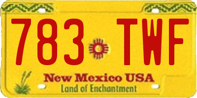 NM license plate 783TWF