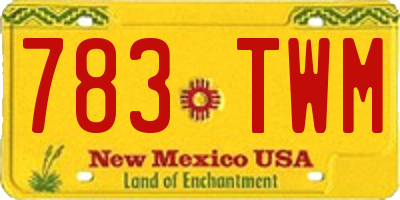 NM license plate 783TWM
