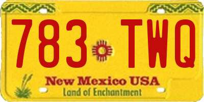 NM license plate 783TWQ