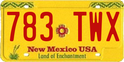 NM license plate 783TWX