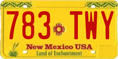 NM license plate 783TWY