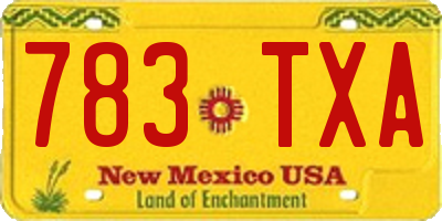 NM license plate 783TXA