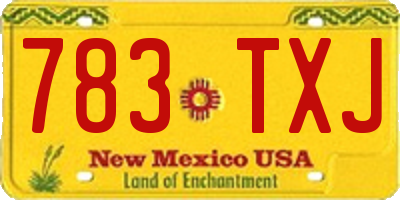 NM license plate 783TXJ