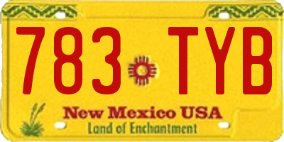 NM license plate 783TYB