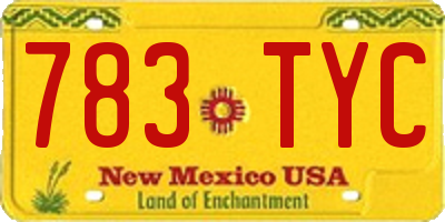 NM license plate 783TYC