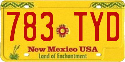 NM license plate 783TYD