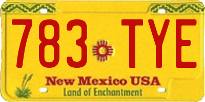 NM license plate 783TYE