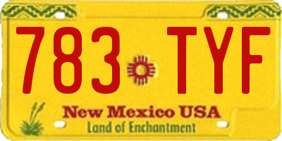 NM license plate 783TYF