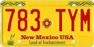 NM license plate 783TYM