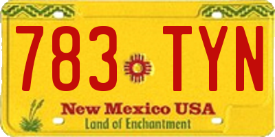NM license plate 783TYN