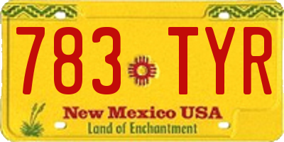 NM license plate 783TYR