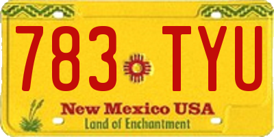 NM license plate 783TYU