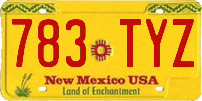 NM license plate 783TYZ