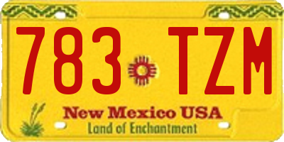 NM license plate 783TZM