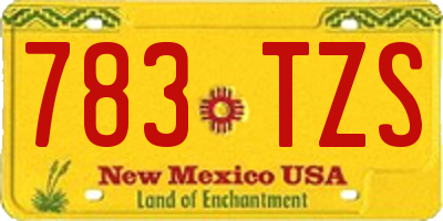 NM license plate 783TZS