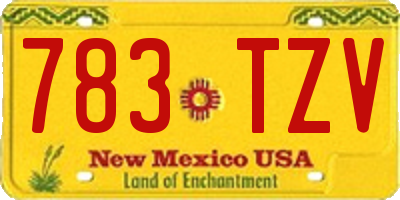 NM license plate 783TZV