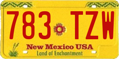 NM license plate 783TZW