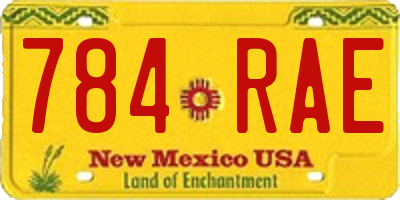 NM license plate 784RAE