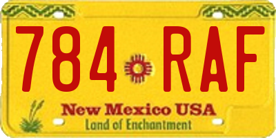 NM license plate 784RAF