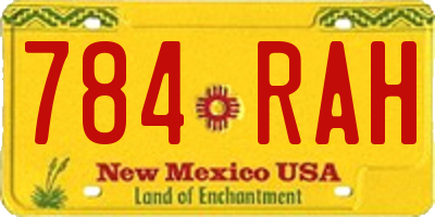 NM license plate 784RAH