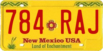 NM license plate 784RAJ