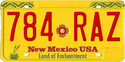 NM license plate 784RAZ